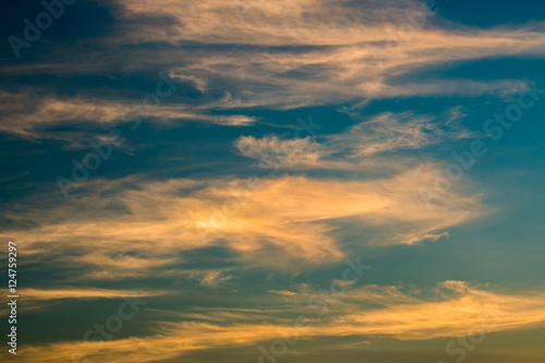 colorful dramatic sky with cloud at sunset