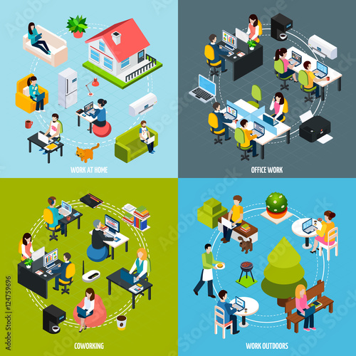  Coworking Concept Icons Set