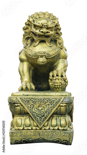 Pi Xiu or gold dargon statue on white background  Clipping path