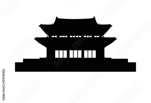 A black silhouettes of Changdeokgung Palace on white background