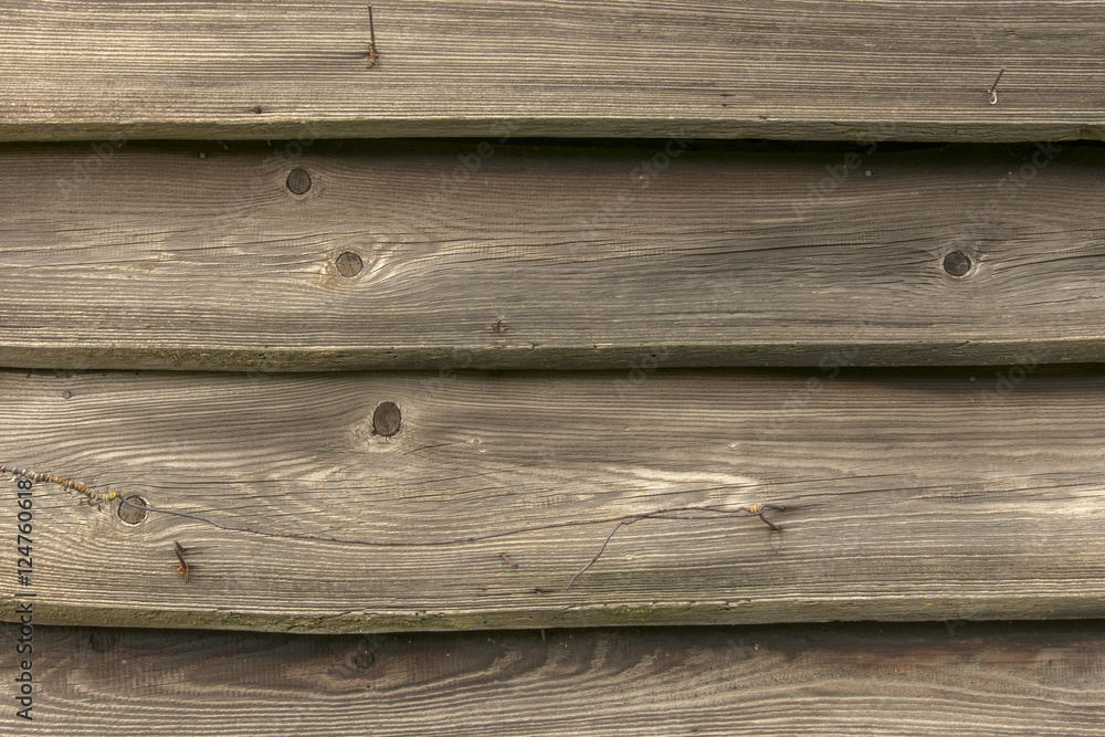 Obraz premium Horizontal wooden planks with wire - texture or background