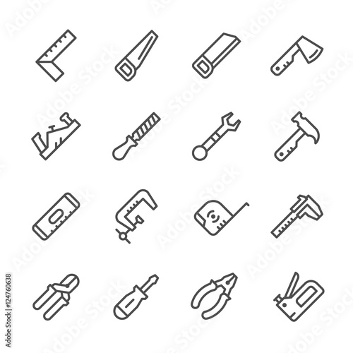 Set line icons of hand tool