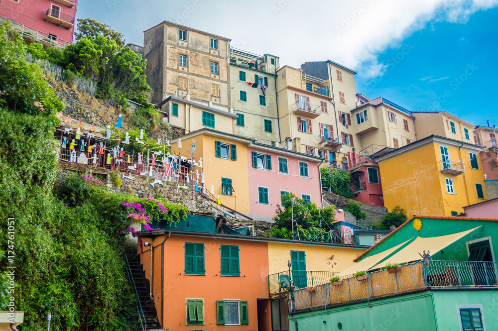 Manarola buildings view, Italy