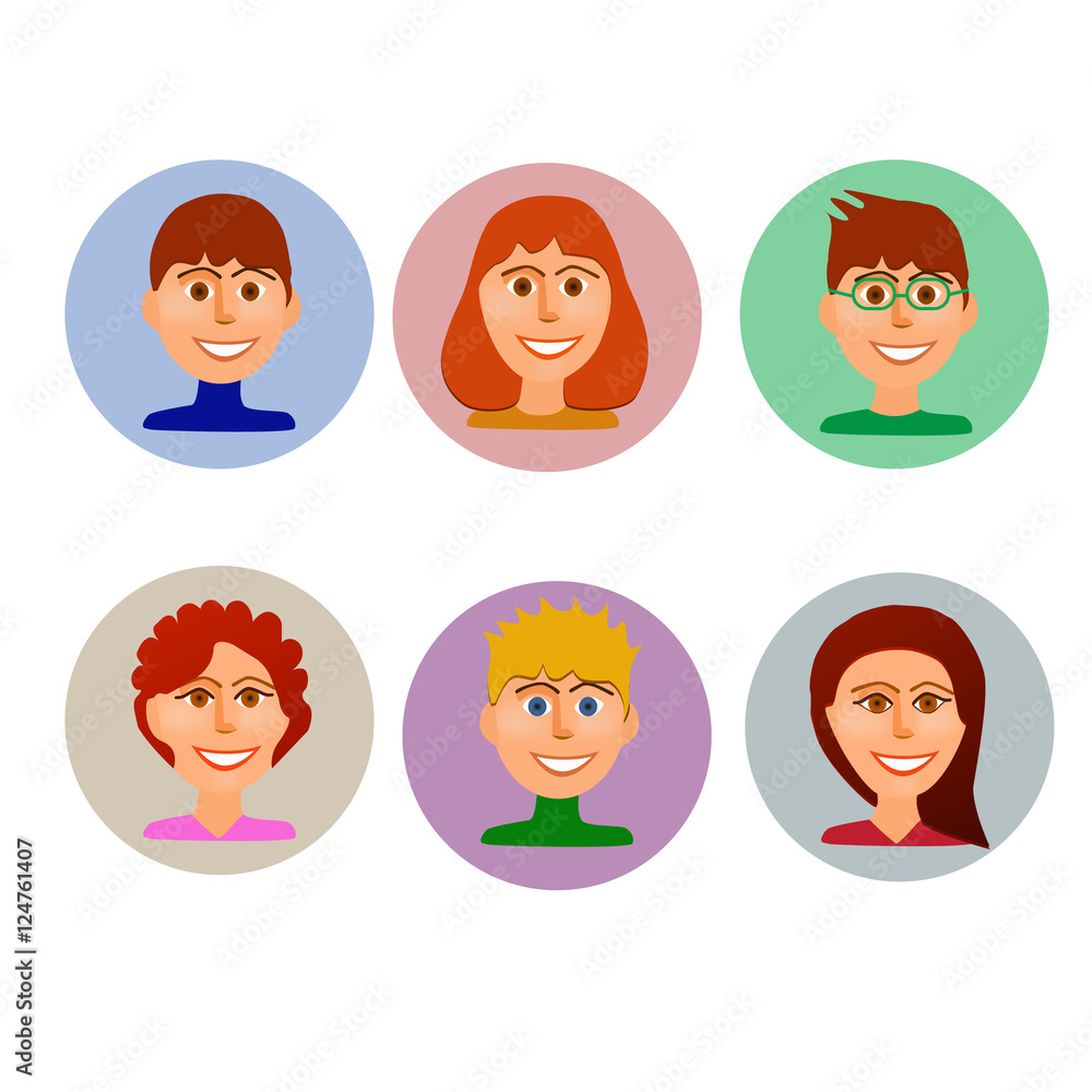 Set of avatars peoples in colorful style. Set of avatars peoples in colorful style.