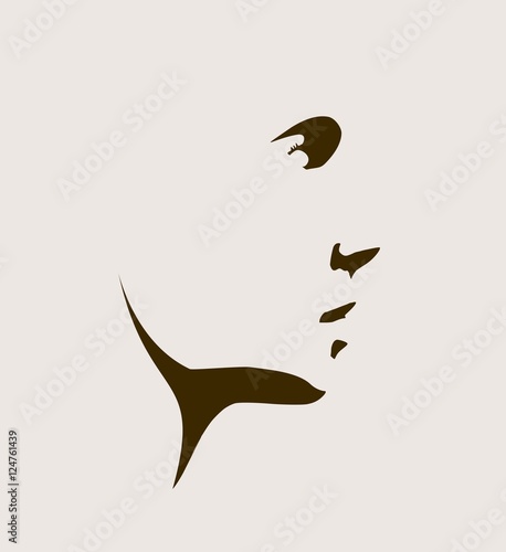 Human head silhouette. Face profile view. Elegant silhouette of part of human face. Vector Illustration