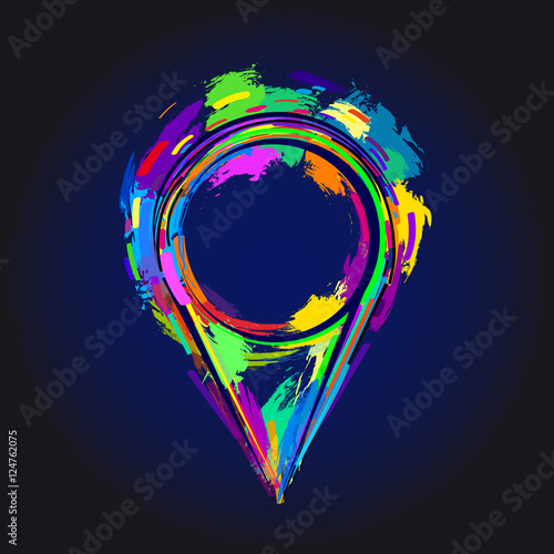 Index location on the map. Pointer position. Marker standing. In