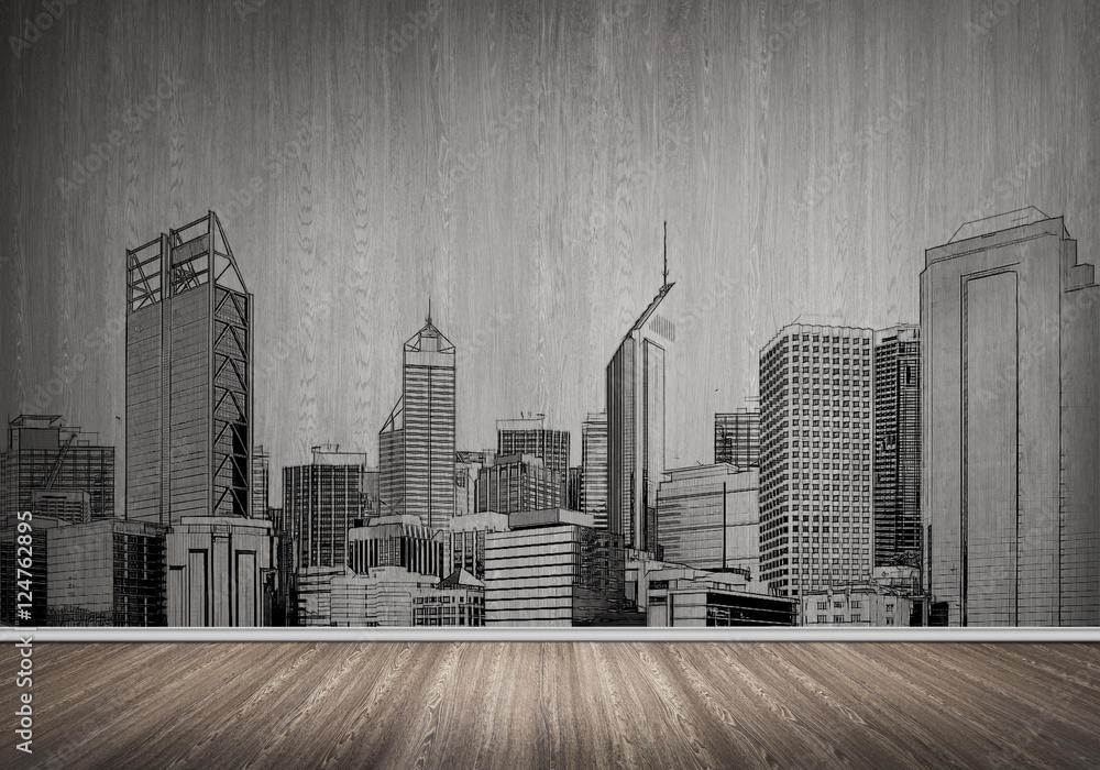 Fototapeta premium City design on wall