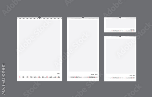 Calendar template New year 2017 for print, photo, posters and artworks. Available  format size A3, A4, evroflyer, vertical, horizontal. Amazing for corporate identity, office or home.