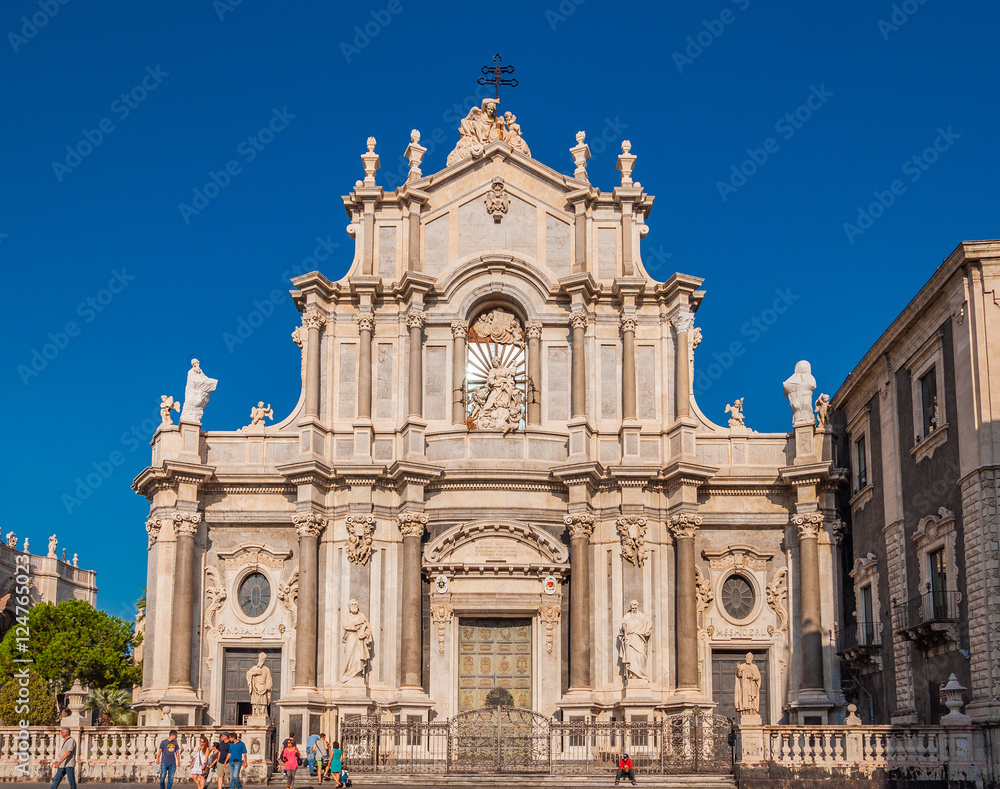 Piazza Duomo or Cathedral Square with Cathedral of Santa Agatha or Catania duomo in Catania