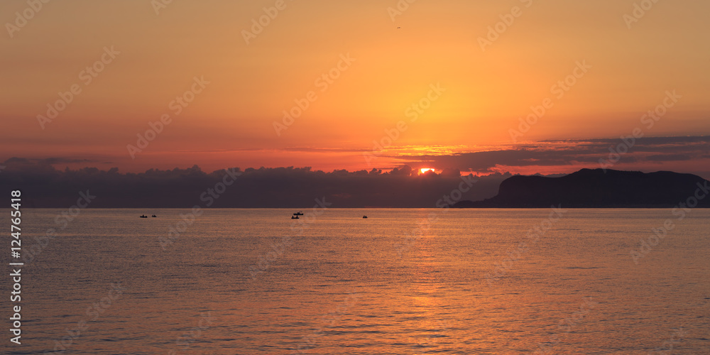 Sunrise at the sea of Palermo