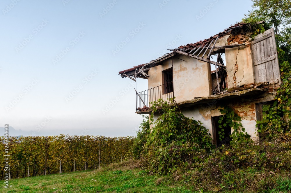 Ruins of an abandoned farm in the vineyards of Piedmont, Italy Ruins of an abandoned farm in the vineyards of Piedmont, Italy