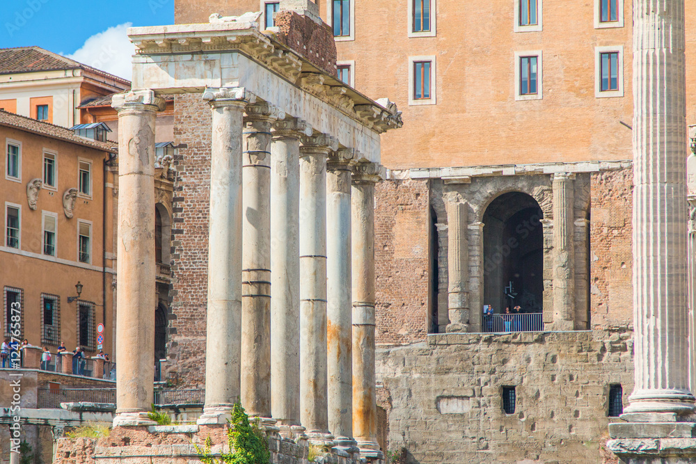     Roman Forum, the columns of the Temple of Saturn, Rome, Italy 