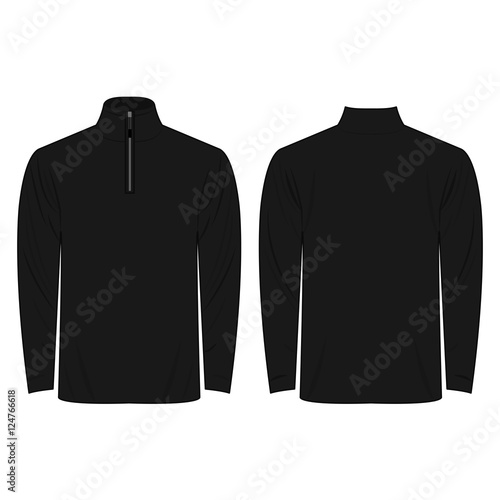 Half-Zipper long sleeve black Shirt isolated vector on the white background
