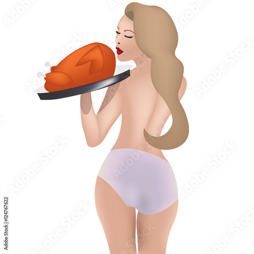 Sexy housewife and a Turkey for Thanksgiving and Christmas