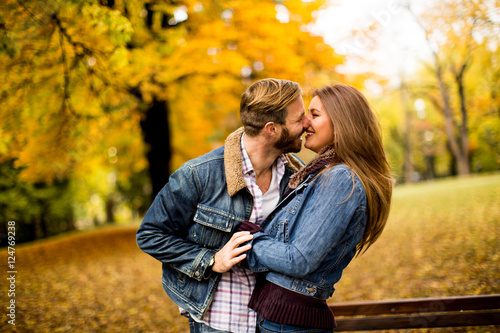 Couple in autumn park