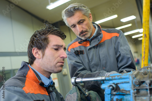 Two middle aged mechanics at work © auremar
