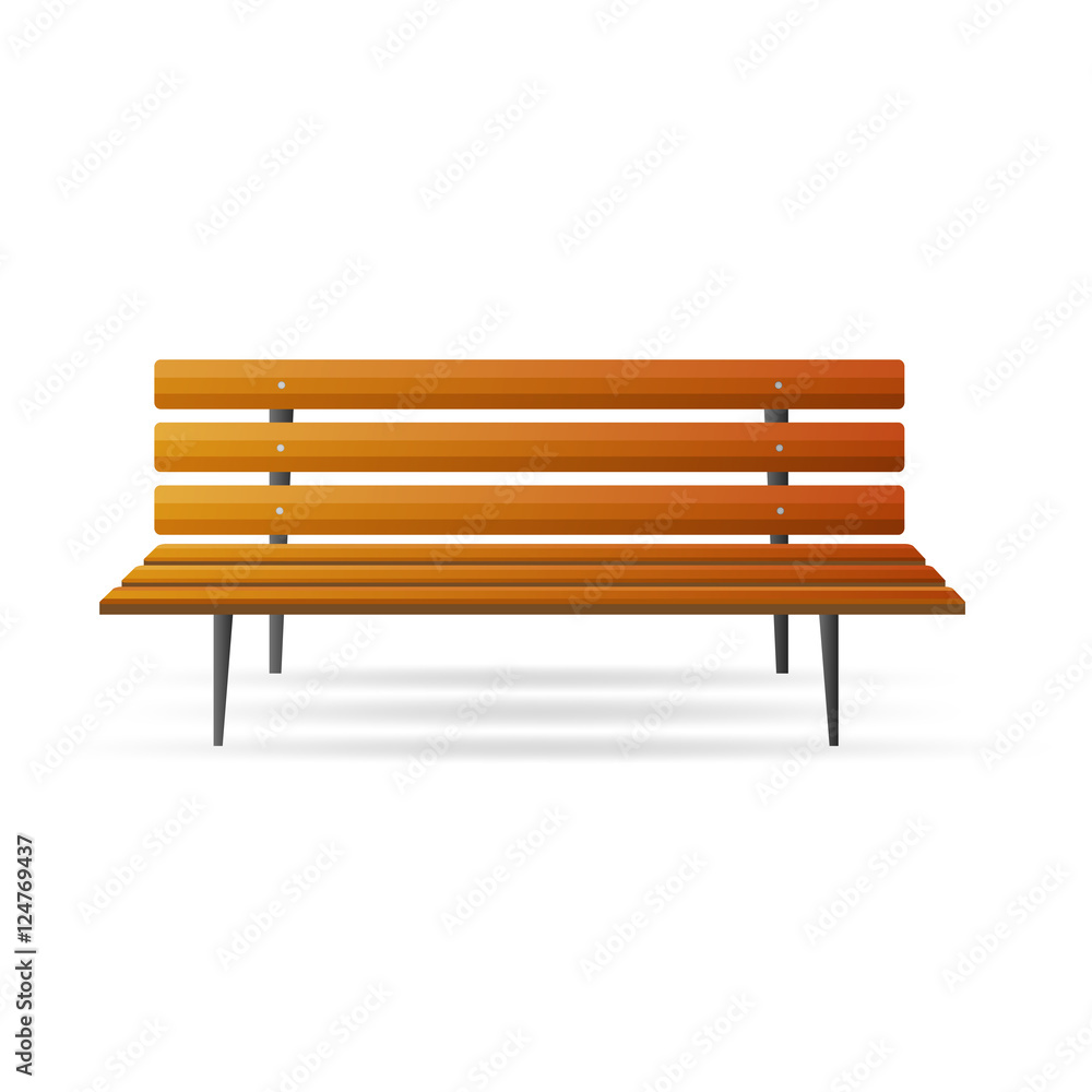 Wooden bench isolated on white background. Vector illustration