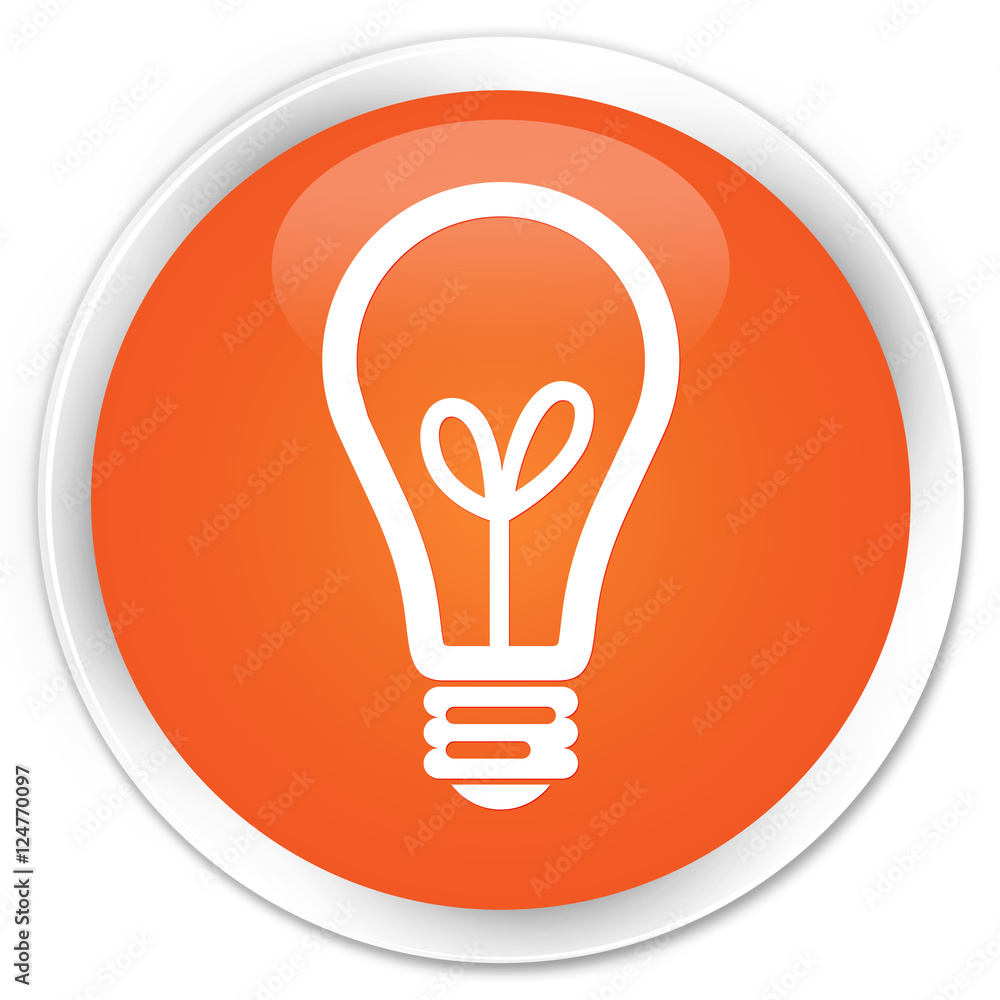 Bulb icon orange glossy round button Bulb icon orange glossy round button