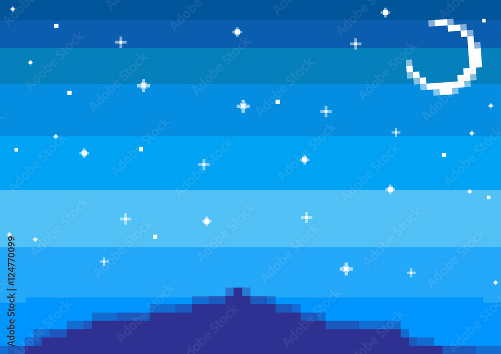 pixel art night sky with the moon