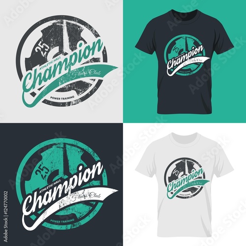 Shabby t-shirt athletic club emblem illustration
