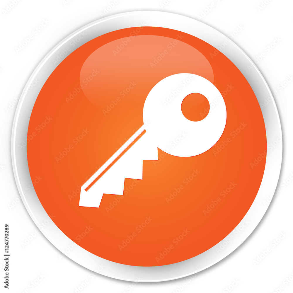 Key icon orange glossy round button Key icon orange glossy round button