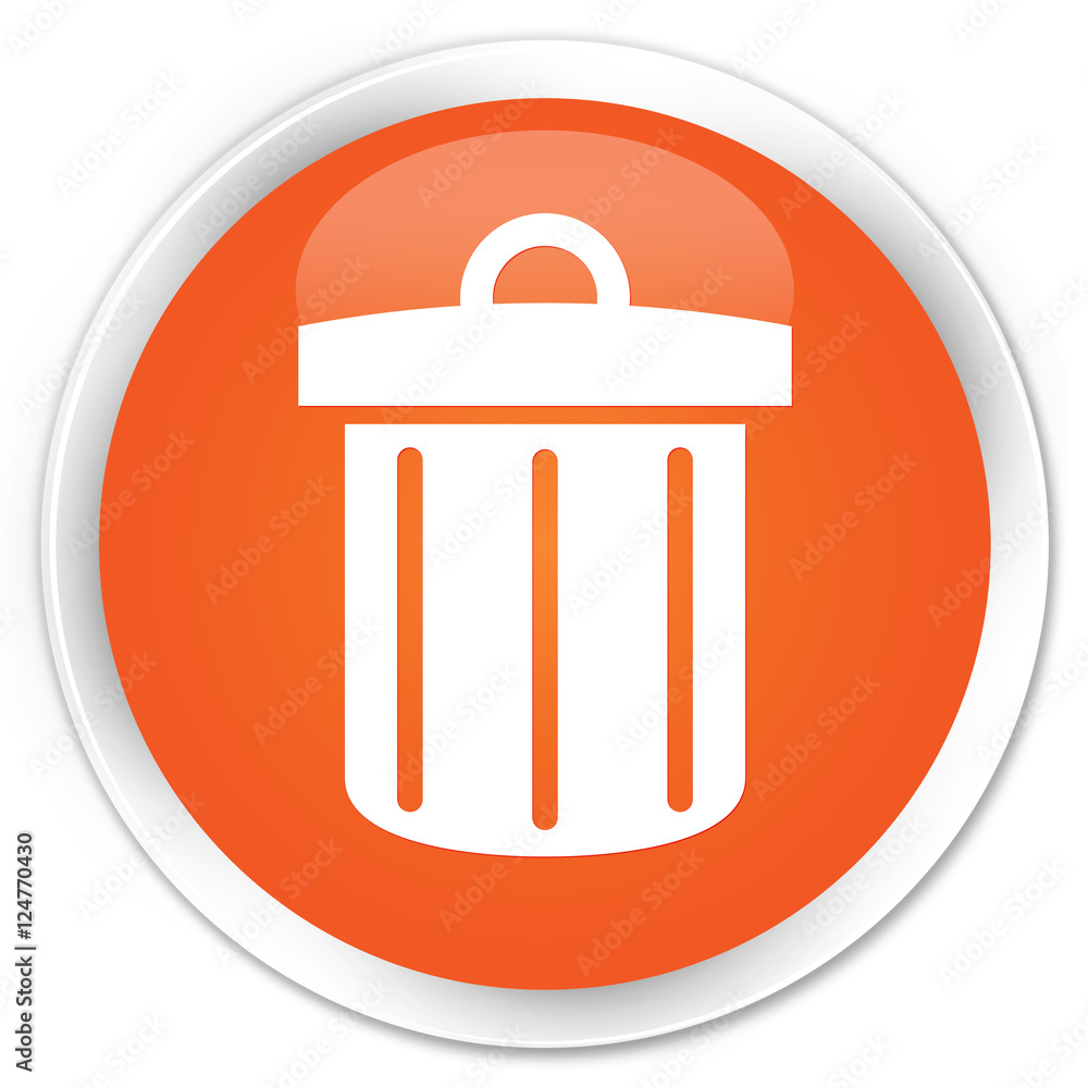 Recycle bin icon orange glossy round button Recycle bin icon orange glossy round button