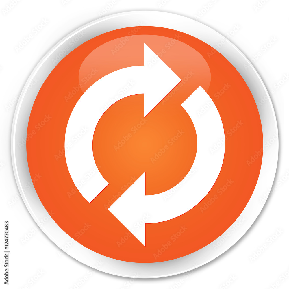Update icon orange glossy round button Update icon orange glossy round button