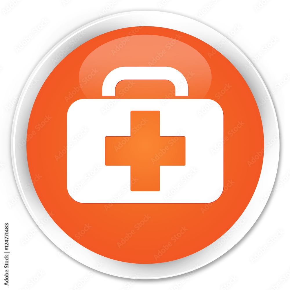 Medical bag icon orange glossy round button Medical bag icon orange glossy round button
