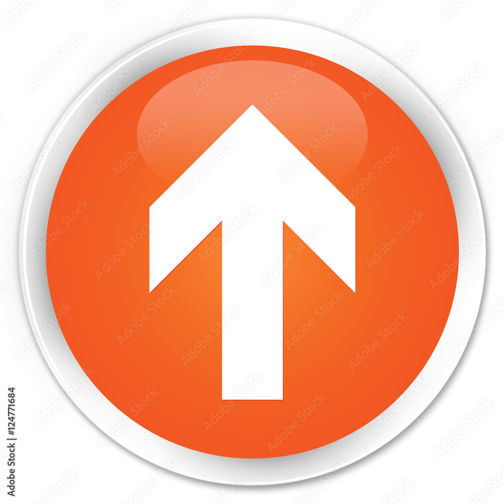 Upload arrow icon orange glossy round button Upload arrow icon orange glossy round button
