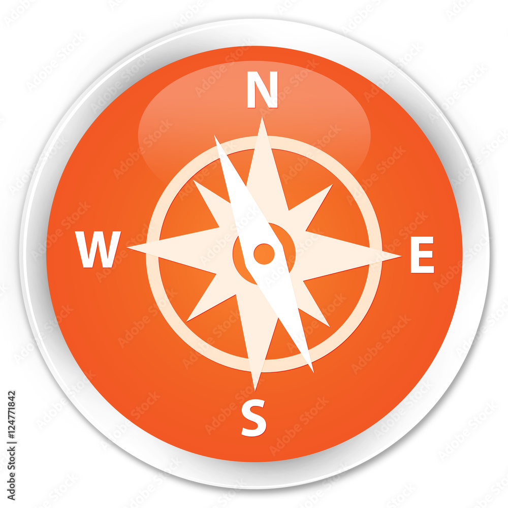 Compass icon orange glossy round button Compass icon orange glossy round button