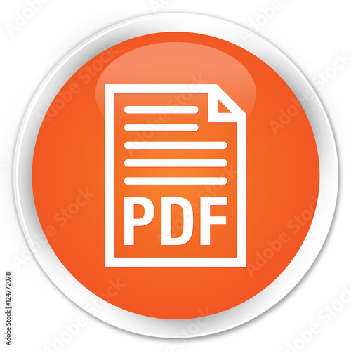 PDF document icon orange glossy round button