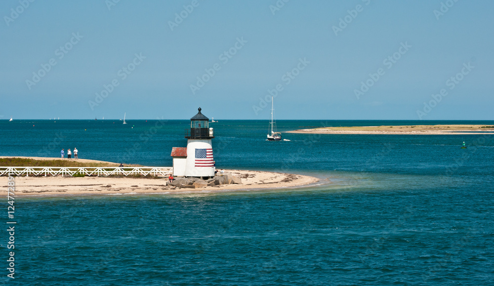 Brant Point lighthouse, marking the entrance of Nantucket harbor