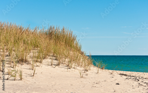 Desolate beach and sand dunes on a barrier island in the north Atlantic