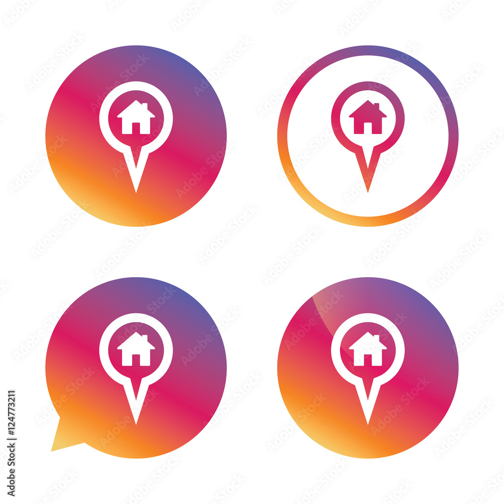 Map pointer house sign icon. Marker symbol. Map pointer house sign icon. Marker symbol.