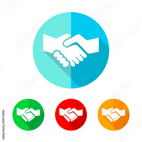 Set of colored handshake icons. Vector illustration.