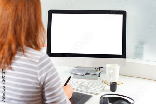 Designer using graphic tablet at office