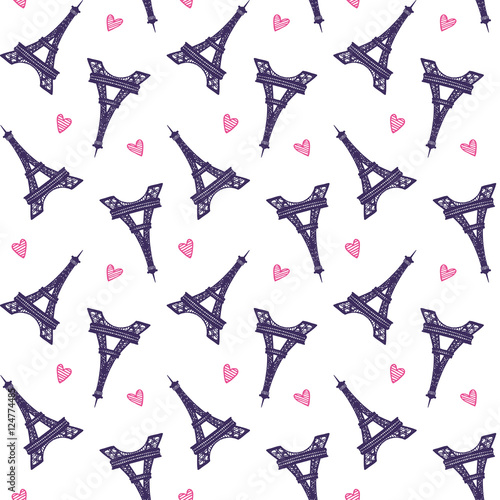 Photography Vector Eiffel Towers romantic seamless pattern
