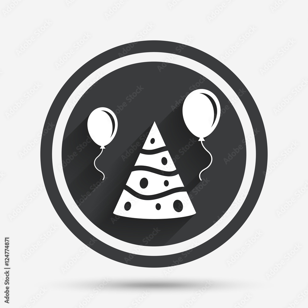 Party hat sign icon. Birthday celebration symbol. Party hat sign icon. Birthday celebration symbol.