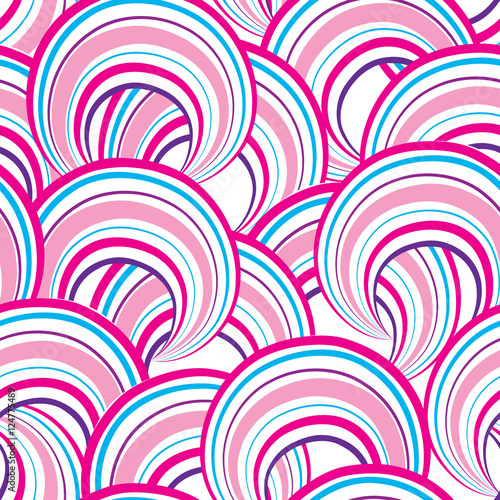 Abstract geometric striped circle seamless pattern. Bubble ornament. Ornamental background