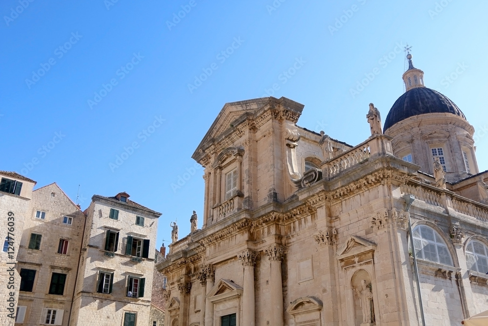 The Assumption Cathedral in Old Town Dubrovnik, Croatia. Dubrovnik is popular touristic destination and UNESCO World Heritage Site. 