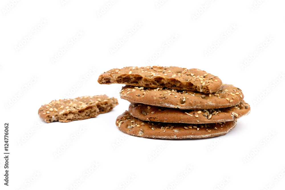 Healthy cereal bread isolated on white background Healthy cereal bread isolated on white background