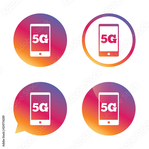 5G sign. Mobile telecommunications technology.