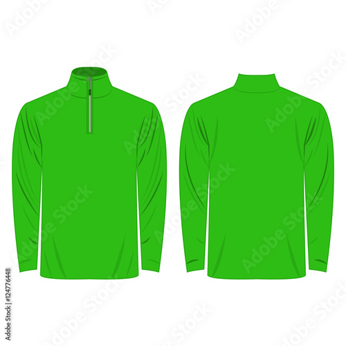 Half-Zipper long sleeve light green Shirt isolated vector on the white background