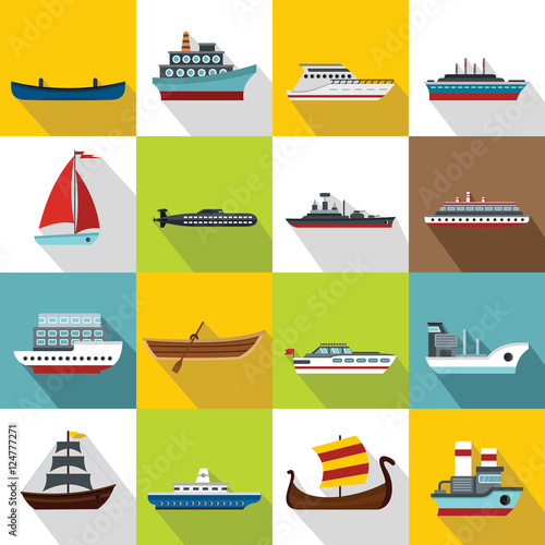 Fotomurale Sea transport icons set