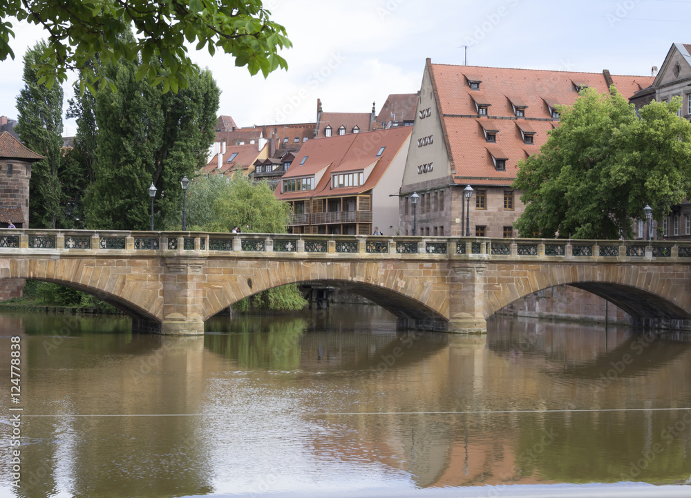 Nuremberg, Germany old town on the Pegnitz River.