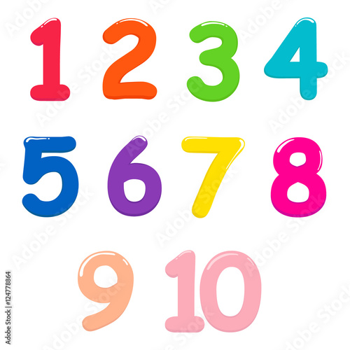 Colorful bright numbers for children from one to ten