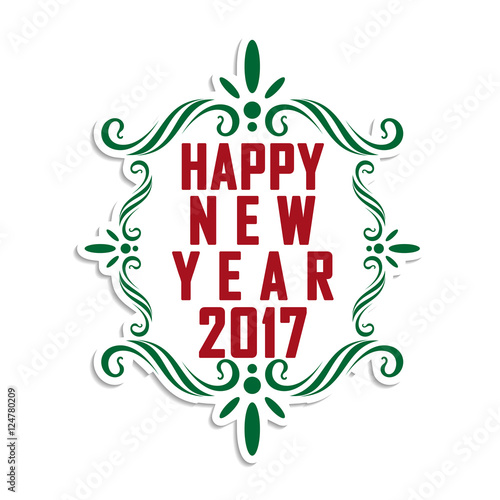 Happy New Year 2017 text design in a vector image. Vintage style.