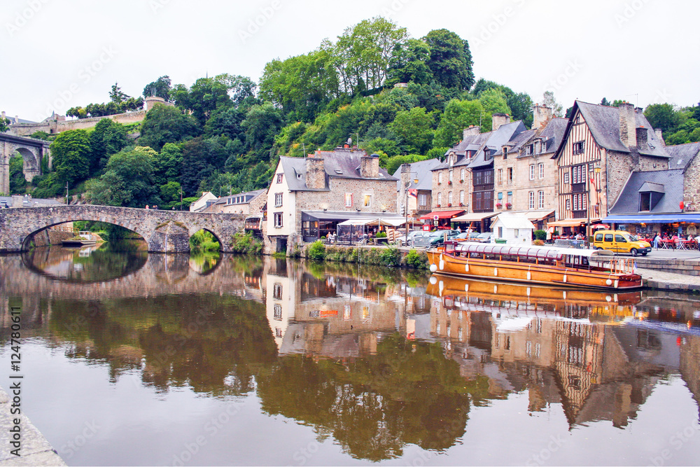 Obraz premium the romantic port of Dinan, Brittany, France 