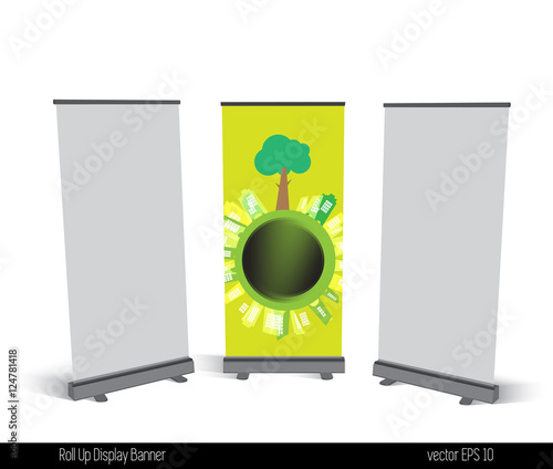 Roll Up banner stand design, vector