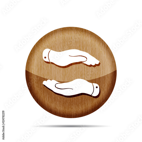 wooden caring hands icon - protecting vector illustration